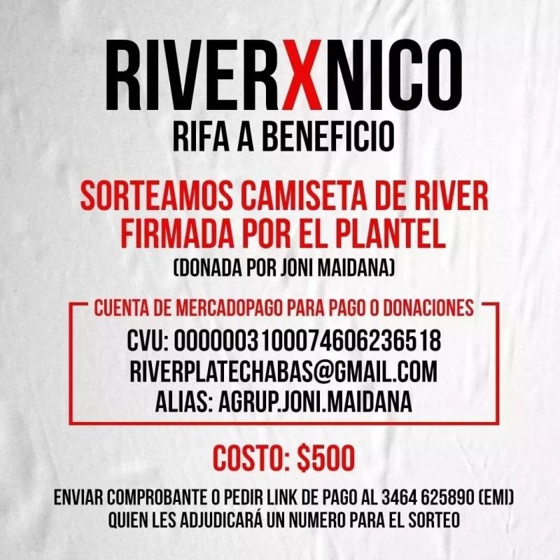 Joni Maidana y @agrup.jonimaidana sortean una camiseta de River firmada por el plantel